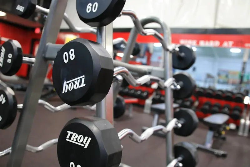 Modern gym equipment and weights area
